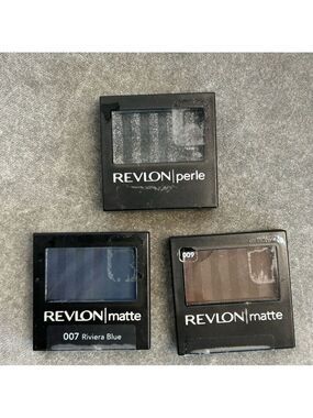 Revlon Matte Perle Eyeshadow Trio Riviera Blue Rich Sable Brown Black Galaxy